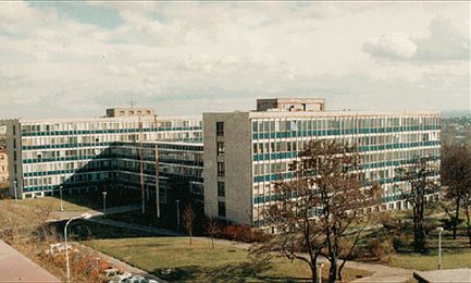 UTIA building in the Na Slovance area completed in 1972 (state at the turn of the millennium)